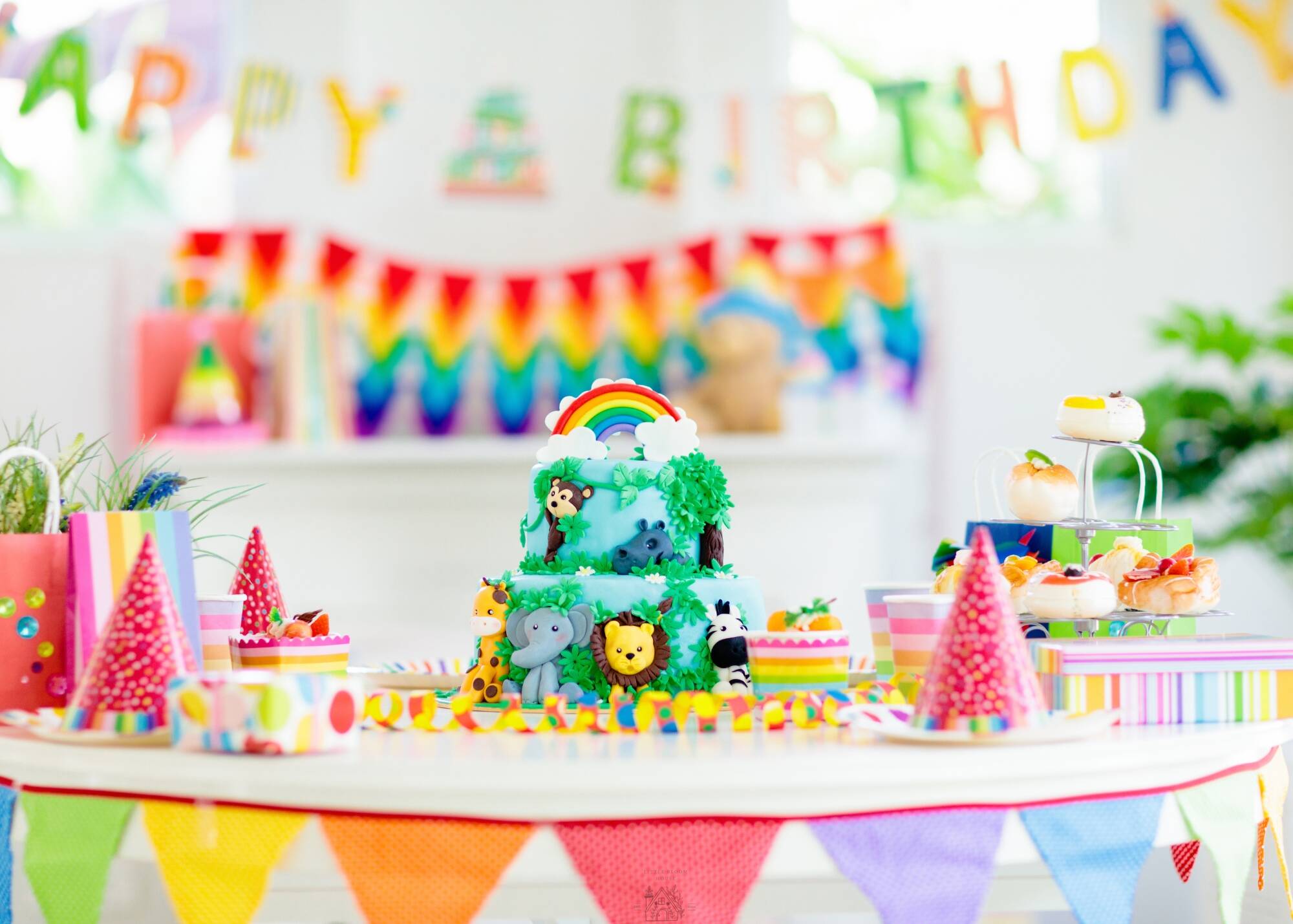 Party table set for a birthday